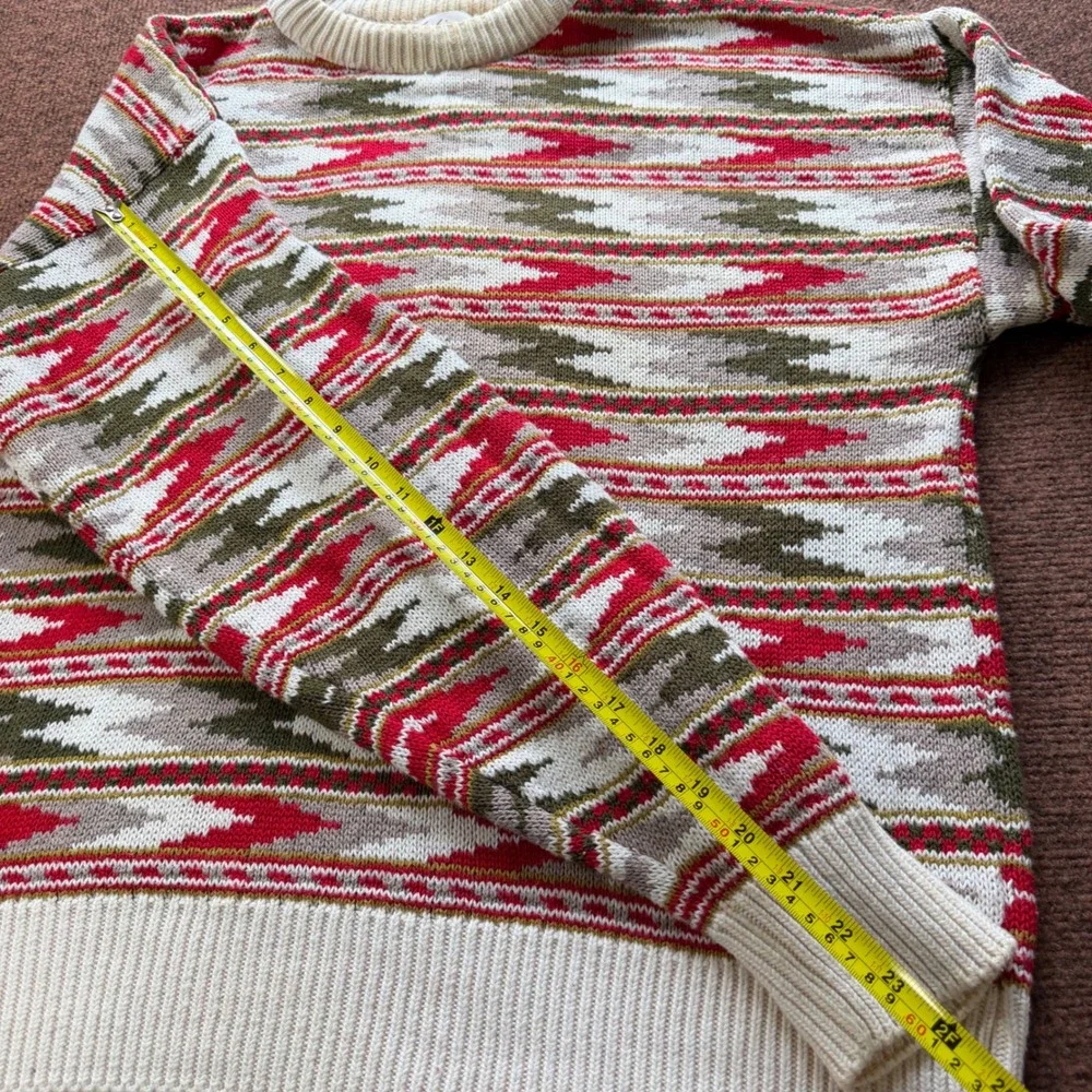 Vintage Mackinaw Woolens Mens‎ L Cotton Southwestern Geometric Sweater USA Made
